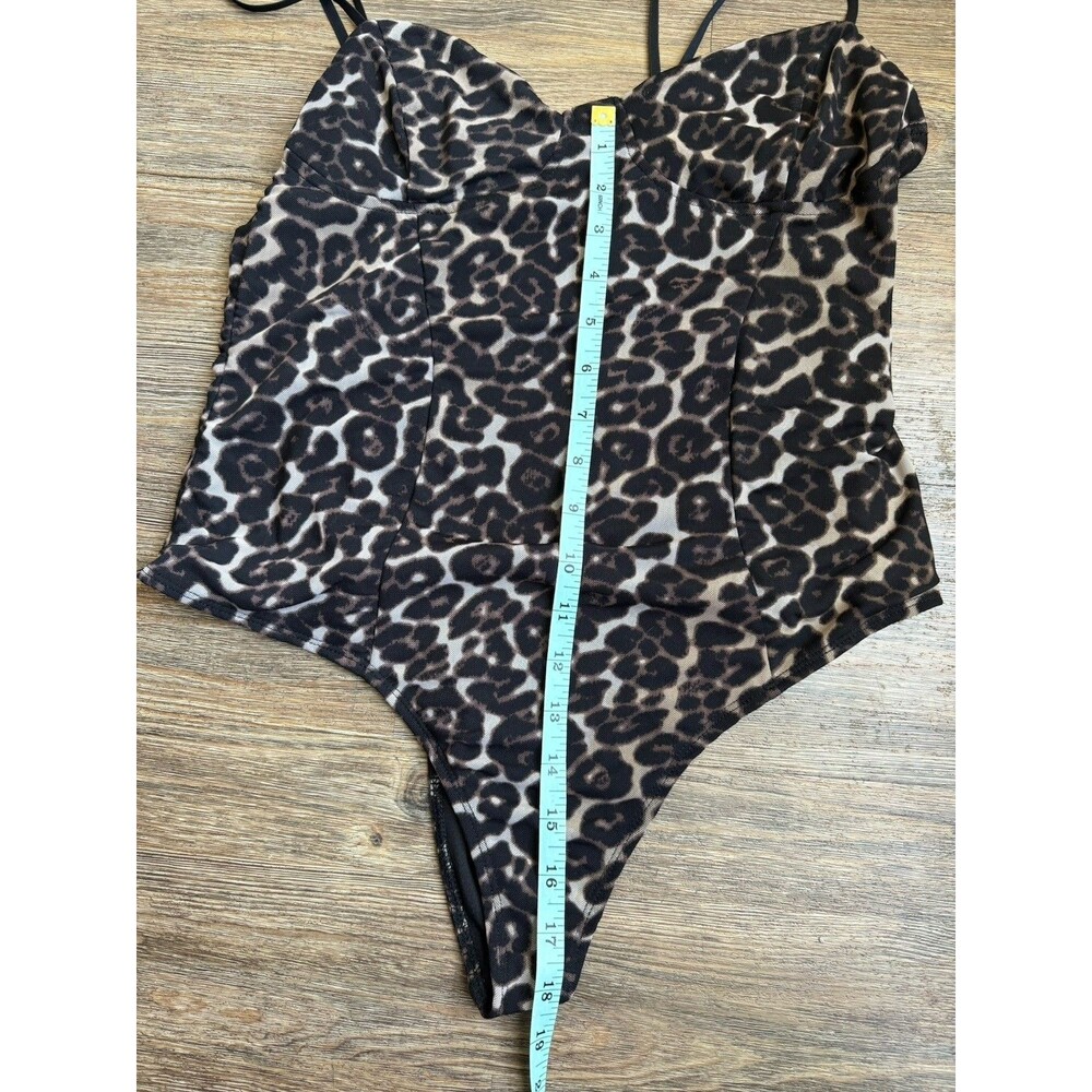 AFRM Womens Leopard Cami Style Bodysuit Bustier Size Large Adjustable Straps - Picture 14 of 14